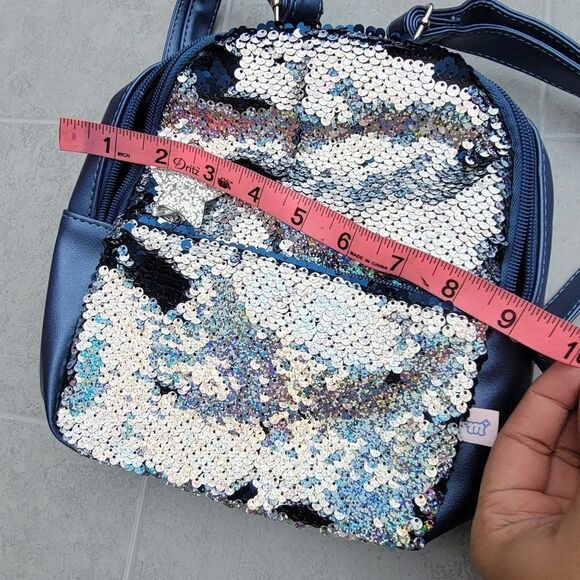 More Than Magic Girls Blue Sequined Zipper Backpack Bag One Size - Picture 7 of 9